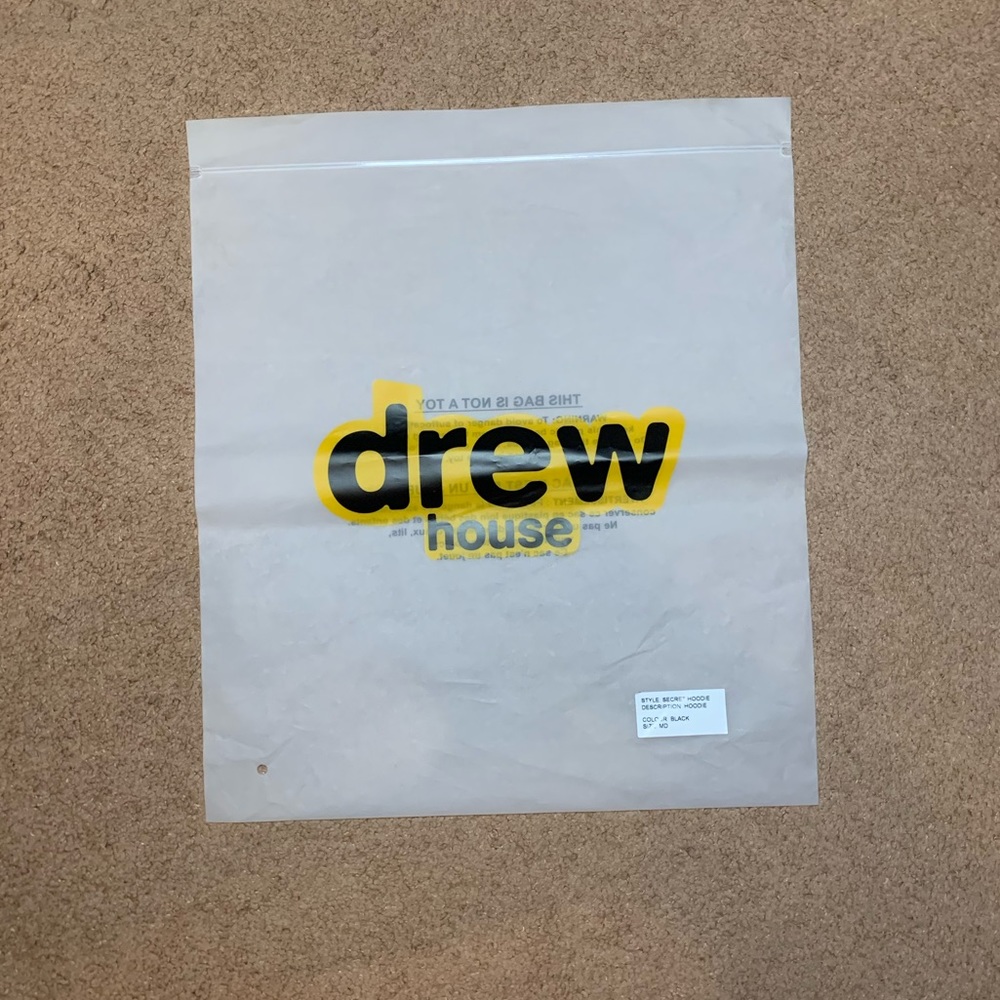 Authentic Drew House Plastic Storage Bag Collectors Item Justin Bieber Brand
